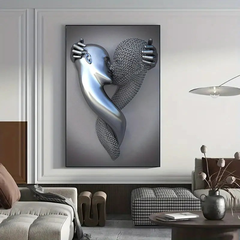 3pcs Metal Figures Sculptures & Abstract Canvas Art